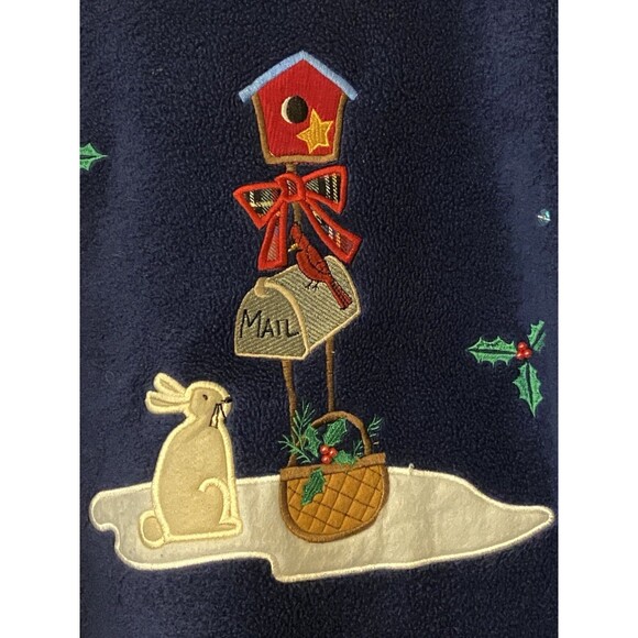 Quacker factory Blue Fleece Christmas Button up Jacket size 3X embroidered,beads - Picture 10 of 13